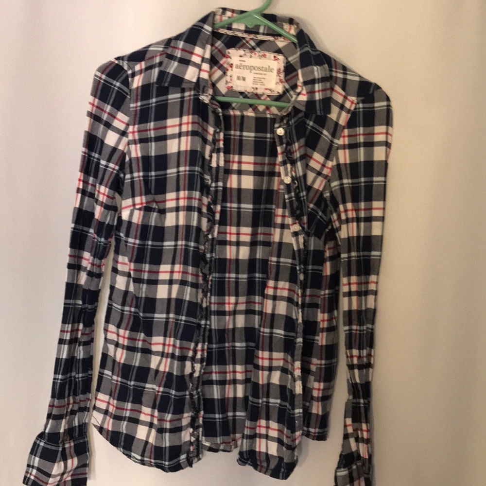 Juniors girls button down plaid shirt